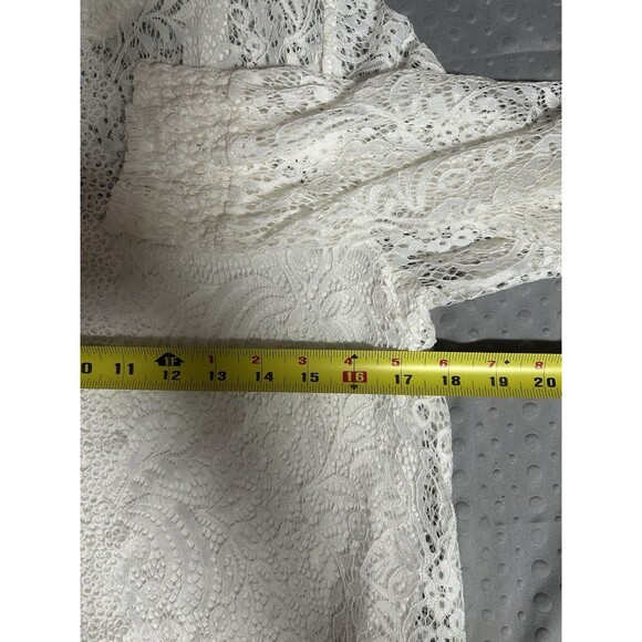 Cable & Gauge Lace Long Sleeve Keyhole Back High Neck Stretch Sz Med Romantic - Picture 11 of 13
